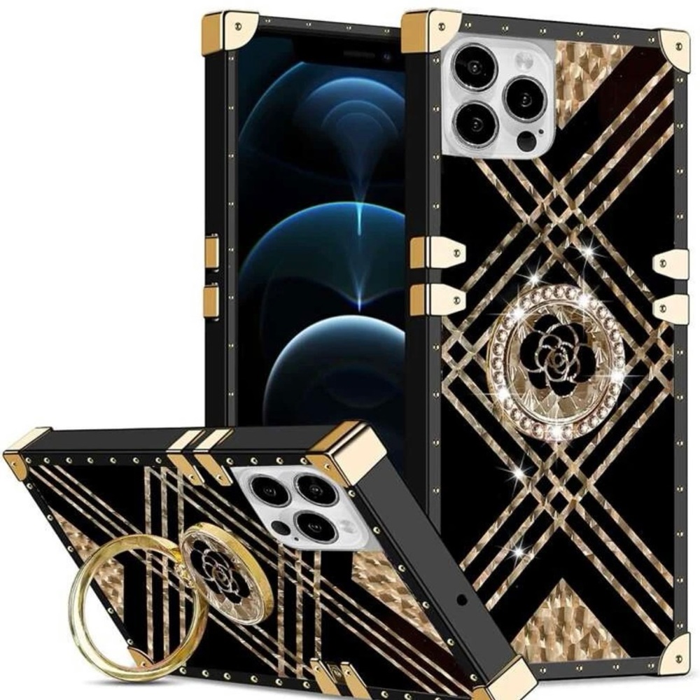 Rhinestone Decor iPhone 14 plus Case with Ring Holder
